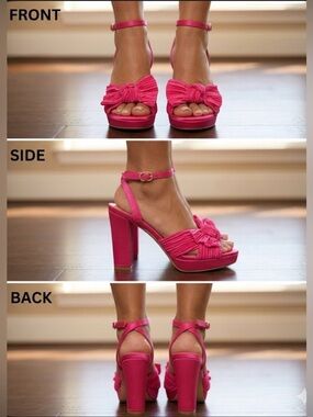 $25.00 Women's Hot Pink Satin Fabric Platform Heel Sandals New in Box